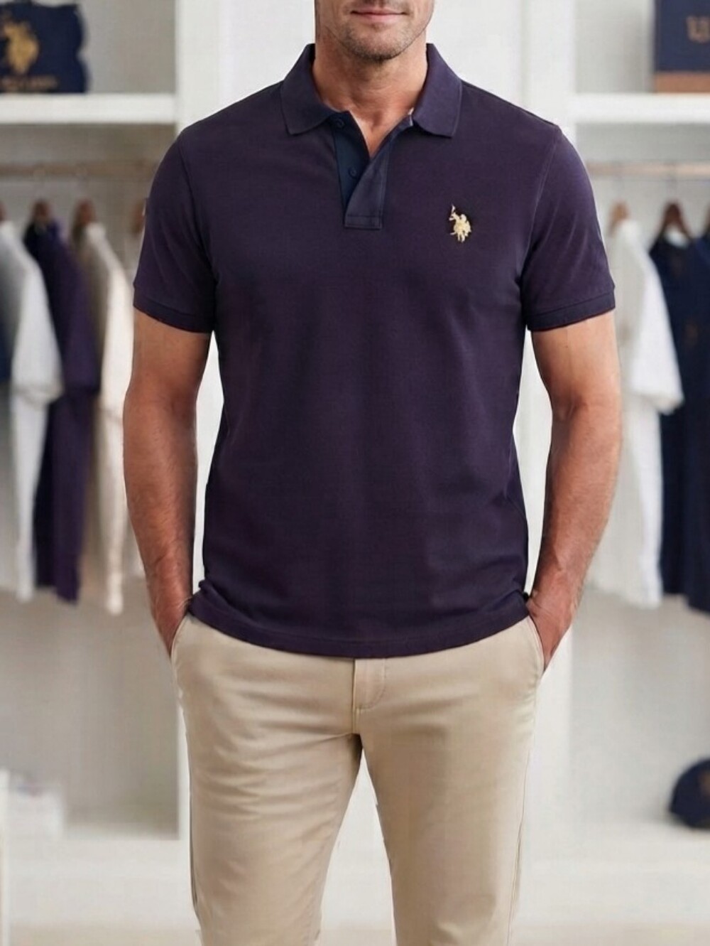 U.S. Polo Assn. Men's Dark Purple Polo Shirt, Luxery Feel, Mens XL